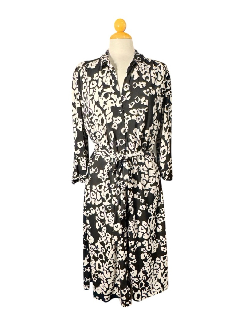 Worthington Black and White Midi Shirt Dress